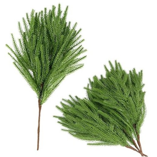 4 Pcs 18.5" Christmas Norfolk Pine Branches, Artificial Faux Greenery Stem,