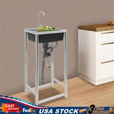 Commercial Stainless Steel Sink Outdoor Single-Bowl Utility Sink With Faucet US