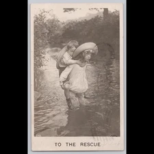 Antique Postcard To The Rescue Life Model Series Bamforth 1908