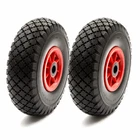 2x Wheelbarrow PU Tyre + Wheel 10 Inch Diam 3.00-4 3.50-4 Puncture Proof Solid