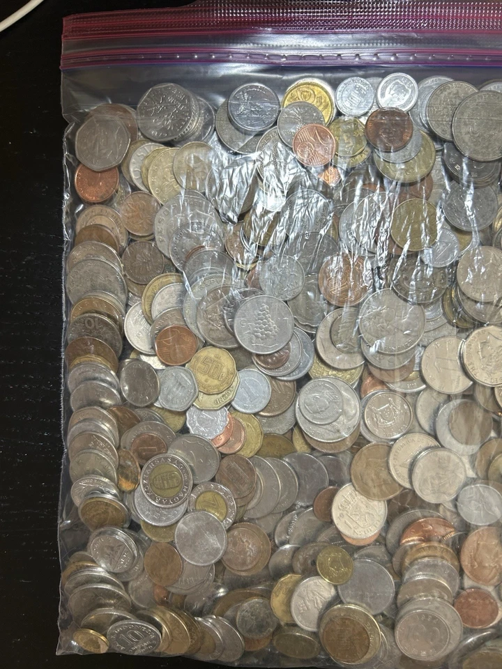 7 Pounds Lbs Old Foreign Mixed World Coins & Tokens Lot - Image 2 of 3