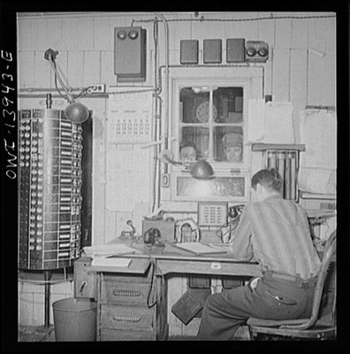 Illinois Chicago 1900s railroad freight office operator switchboard interior