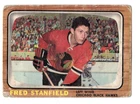 1966-67 Topps Fred Stanfield Card #56 Chicago Blackhawks
