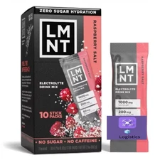 LMNT Zero-Sugar Electrolytes Sports Raspberry Salt 2.1oz/10ct