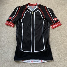 Castelli Rosso Corsa Cycling Jersey Full Zip Black White Red Sz M S/S