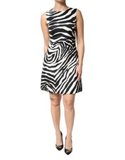 Dolce & Gabbana Black White Zebra Sleeveless A-line Women's Dress Authentic
