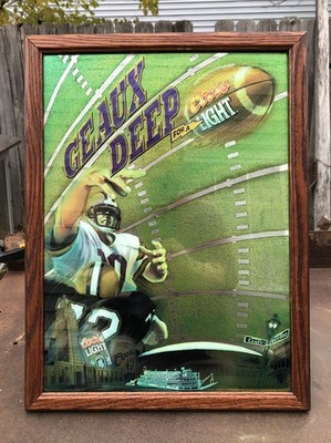 1996 COORS LIGHT Beer New Orleans Football ''GEAUX DEEP'' Mirror Sign 20.5''x15.5''