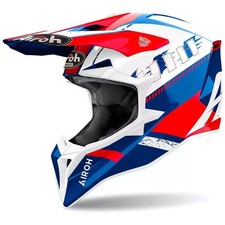 CASCO AIROH WRAAP FEEL BLU RED GLOSS LUCIDO WRF55 MOTOCROSS ENDURO QUAD