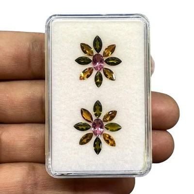 Selene Gems 18 Stück Natürlicher Turmalin 6x4mm Mix Schliff Lose Edelsteine