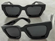 Mens Classic Vintage Retro Hardcore Biker SUNGLASSES Thick Black Frame Dark Lens