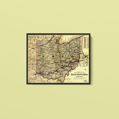Vintage Maps - Wheeling and Cincinnati Mineral Railway - Paper or Canvas