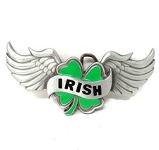 Irish Belt Buckle Winged Clover Leaf Novelty St Patricks Vtg Hot Buckles .DBD36
