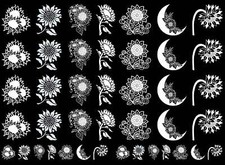 Sunflowers 42 pcs White Fused Glass Decals