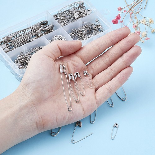 220pcs/Boxes Platinum Iron Safety Pins Sets for Home Office Craft Sewing 22~55mm - Picture 5 of 10