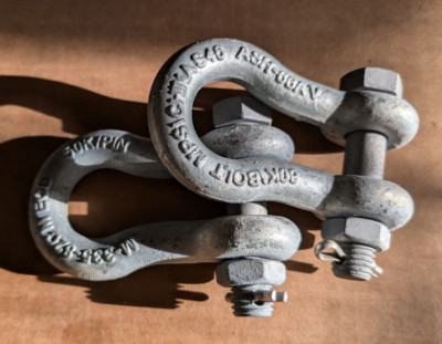 Lot of 2 MacLean Power Systems ASH-66A Anchor Shackle, 3/4'' Bolt Pin, 50,000 lbs