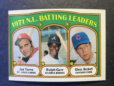 1972 Topps Baseball NL Batting Leaders Joe Torre/ Beckert/Ralph Garr Card #85