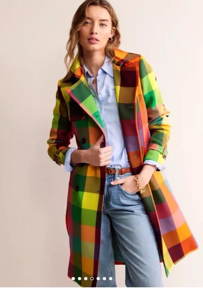 Viral Boden Multi Neon Belted Trench Coat NWOT Size 6/8 Sold Out! image 5