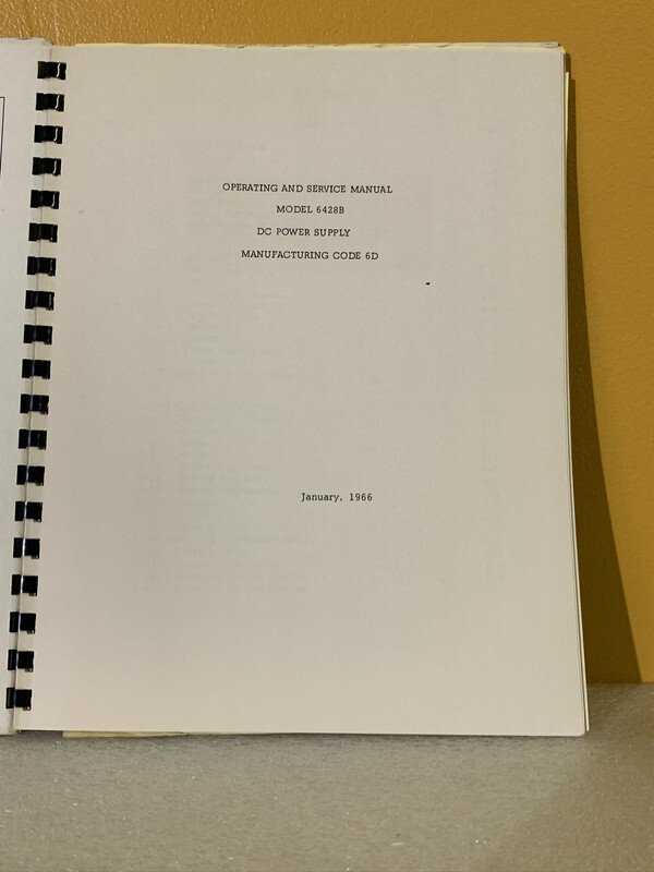 HP Model 6428B DC Power Supply Mfg. Code 6D Operating & Service Manual