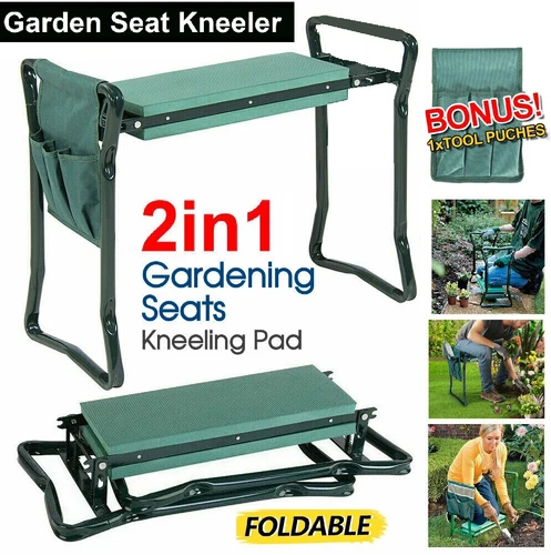 2 in1 Garden Kneeler and Seat Foldable Tool Pouch Home Outdoor Bench Knee Pad - Picture 1 of 16