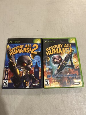 Destroy All Humans 1 & 2 (Microsoft Xbox, 2006) OG Xbox Tested Working