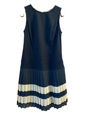 Loft Sleeveless Pleated Hem Layered  pleated skirt Black Tan Sheath Brand New Sm