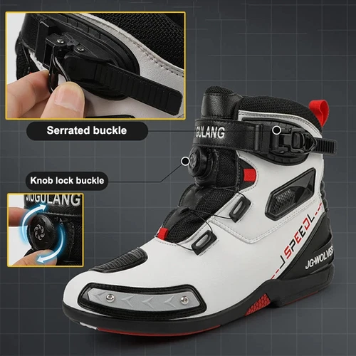 Motorradstiefel Leder Fahrer Schutz Anti Rutsch Off-Road Motorrad Rennschuhe - Bild 19 von 26