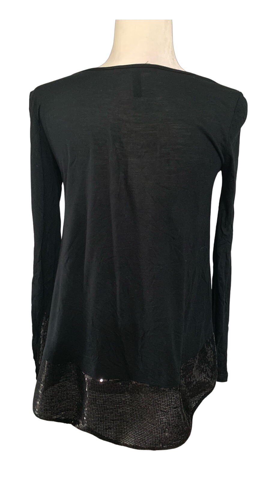 bcbg maxazria womens solid black long sleeve sequ… - image 2