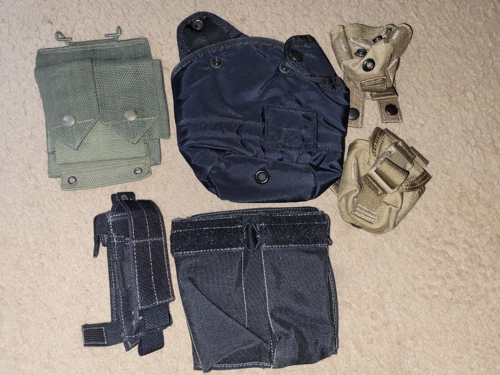 Assorted Military Memorabilia, Canteen Cover, Grenade Pouches, Molle Gear