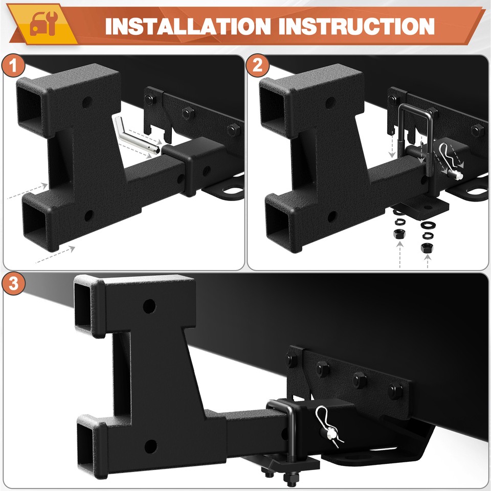 4000 LB Dual 2" Trailer Hitch Receiver Rise-Drop Adapter Extender ...