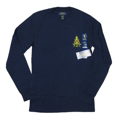 Polo Ralph Lauren Men's Navy Heraldic Crest Waffle Knit Thermal T