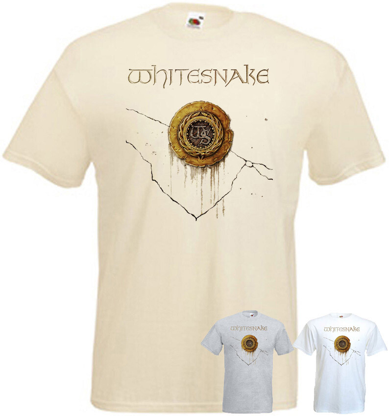 Camiseta Whitesnake Blanca Gris Natural Banda Hard Rock Todos los Colores Todas las Tallas S-5XL