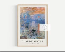 Framed Monet Painting Digital Print Paper Poster Wall Hanging Decor Gift Artwork