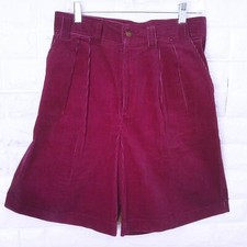 Vintage 80s Palmetto's Corduroy Bermuda Shorts Ladies-14 Pleated Pockets Maroon