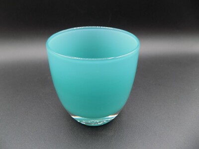 Glassybaby Retired Aqua Verde with sticker, Pre-Triskelion Votive