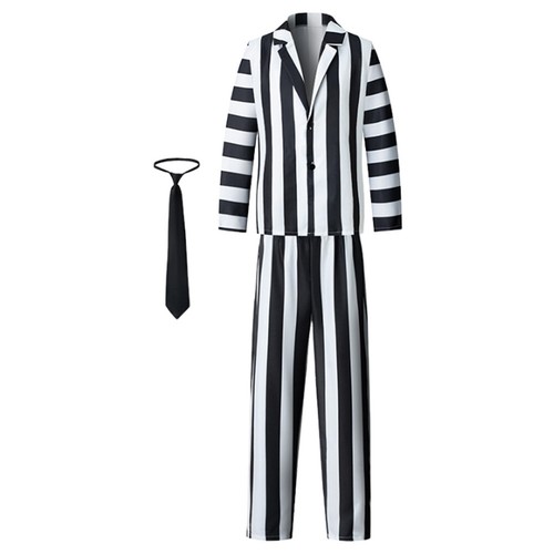 Herren Halloween Cosplay Kostü Beetlejuice Kostüm Spooky Anzug/Hose/Krawat