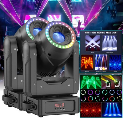 2X LED 180W RGBW Beam Wash Zoom Moving Head Stage Light Rainbow effect DJ Party
