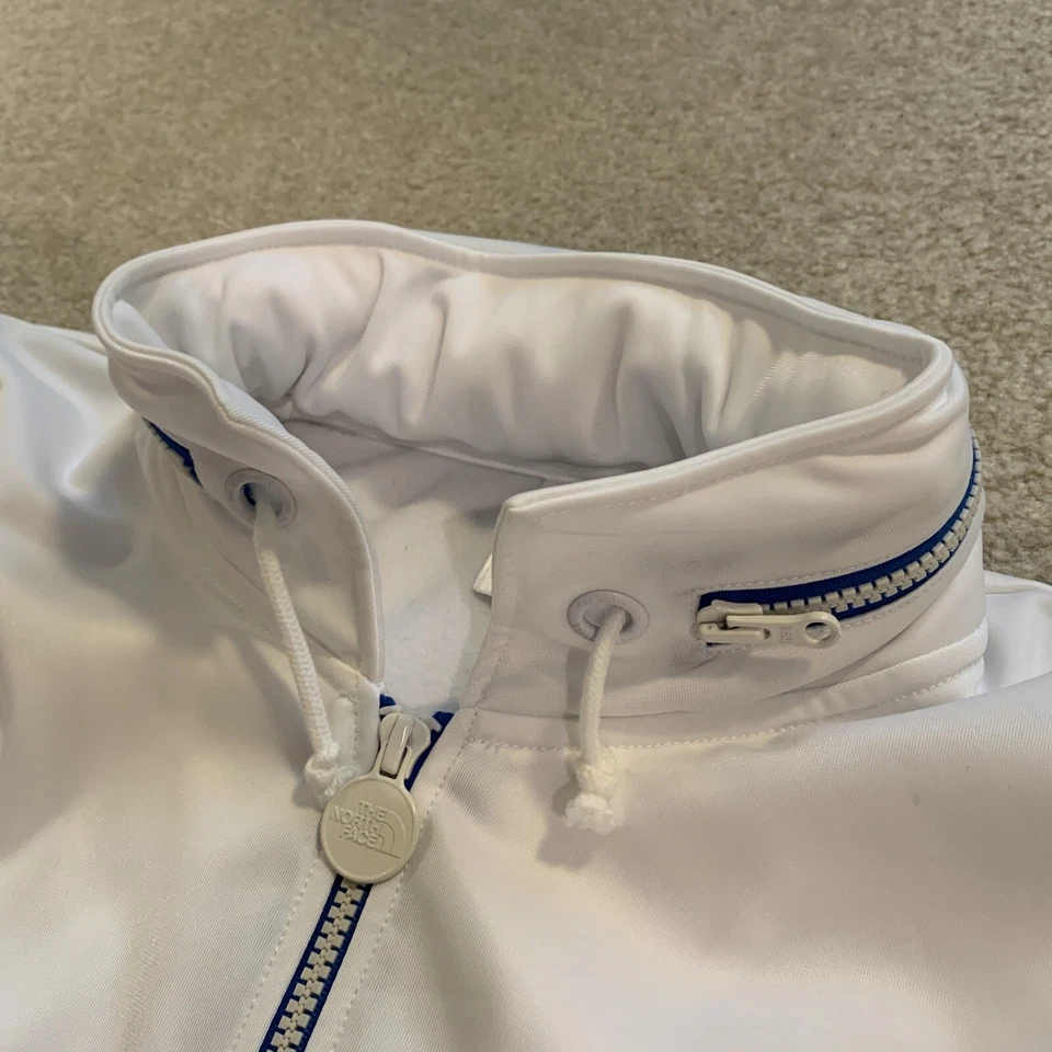 The North Face Full Zip Hooded White Jacket Pockets Mens Size S Red Logo Japan - Image 3 of 4