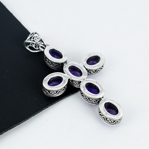 Charoit Kreuz Edelstein Anhänger 925 Sterling Silber Handgemacht Schmuck Damen - Bild 3 von 4