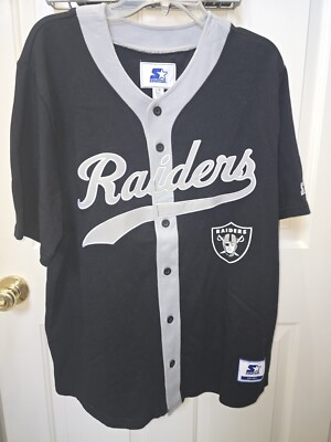 Oakland Raiders Starter Baseball Jersey Retro Silver and Black - Main Image