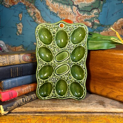 Vintage Emerald Green Deviled Egg Plate Made in Japan | eBay
