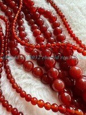 Natural Red Carnelian Gemstone Round Loose Spacer Beads for Jewelry Making 15"