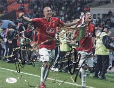 Manchester United Wes Brown Cristiano Ronaldo Autographed Signed 8x10 JSA COA