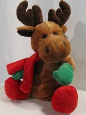 NWT Dan Dee Plush Brown Moose Scarf Mittens Holiday Christmas Stuffed Animal