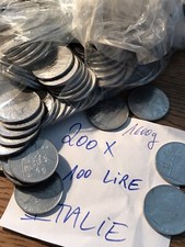 LOT 200 PIECES 100 LIRES italienne ITALIE monnaie ITALY COIN repubblica italiana