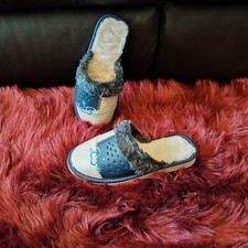 Winter leather slippers for women Handmade Mule Natural wool insole Heart design