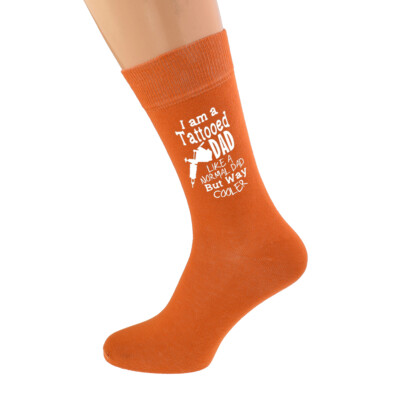 I am a Tattooed Dad But Way Cooler Dad Burnt Orange Socks UK 5-12 - N1106