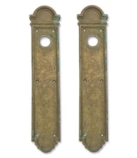 Pair of 16.875 in. Russwin Bronze Door Push Plates with Lock Insert