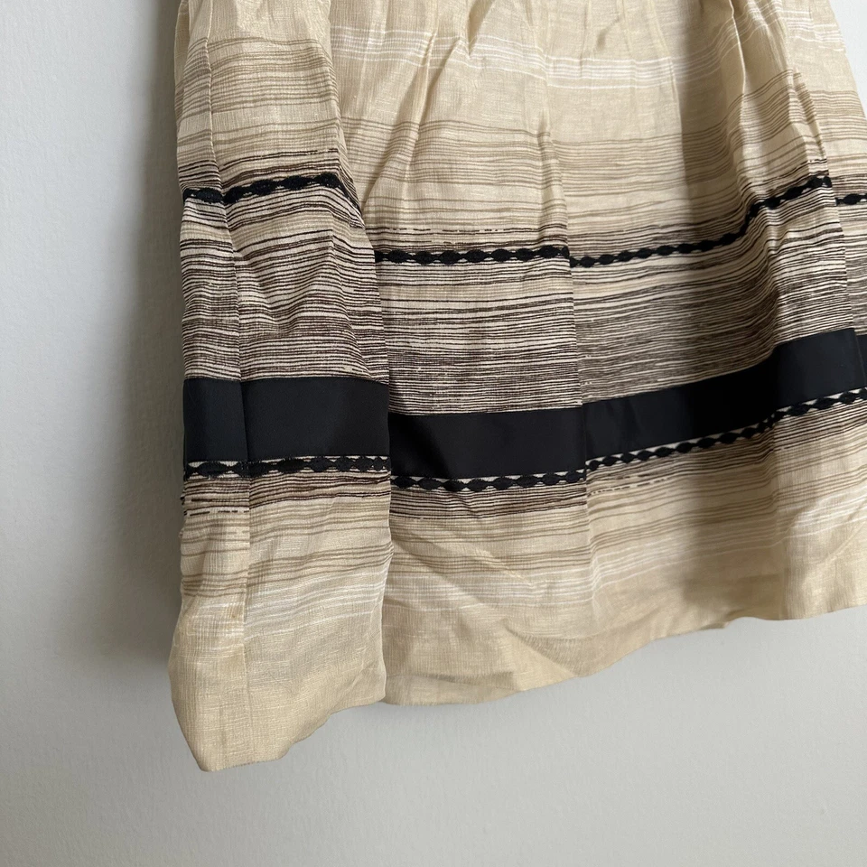 Falda Alfani para mujer 8P Petite negra a rayas acampanada midi cremallera seda mezcla de lino Foto 2 de 4