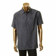AGE OF WISDOM NEW Men's Micro-plaid Print Button-Front Shirt TEDO