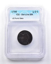 Genuine BN 1795 Liberty Cap Half Cent LE. Punct Date ICG *6236